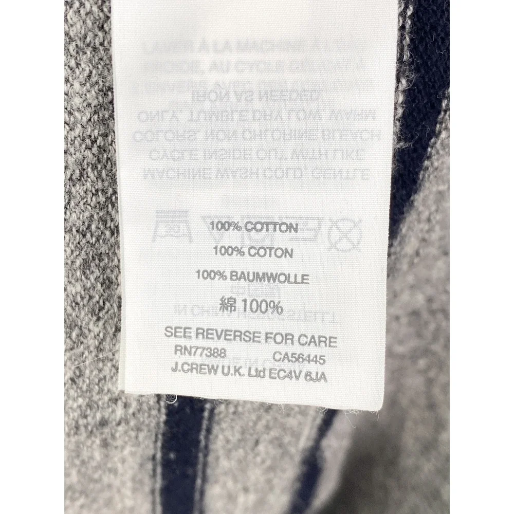 J Crew Mens‎ Rugged Striped Crewneck Sweater XL Pewter Gray Cotton Blokecore 90s